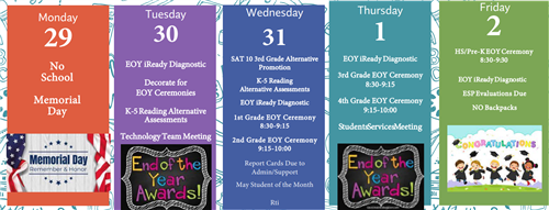 Week at a glance image March 13-17